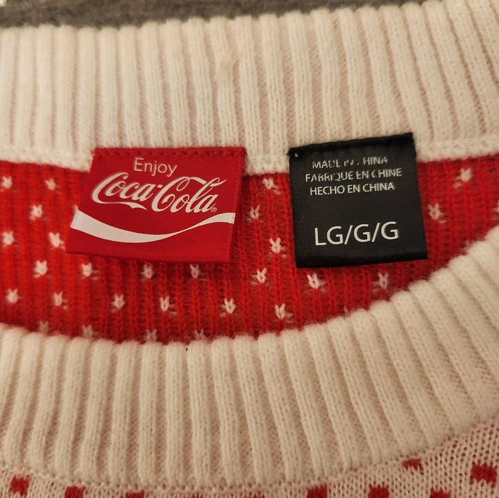 Coca Cola Festive Red and White Crewneck Sweater With Polar Bear - Picture 2 of 4
